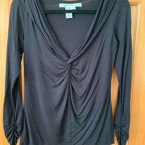 Max Studio black knit front long sleeve tee